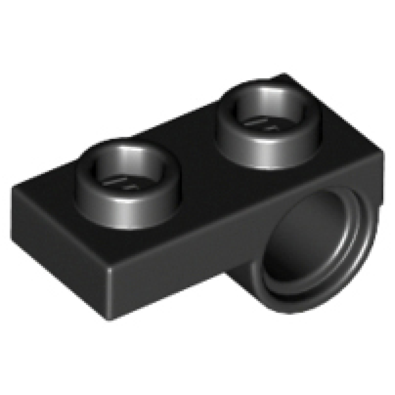 Plaat, Aangepast 1x2 met pin gat Black